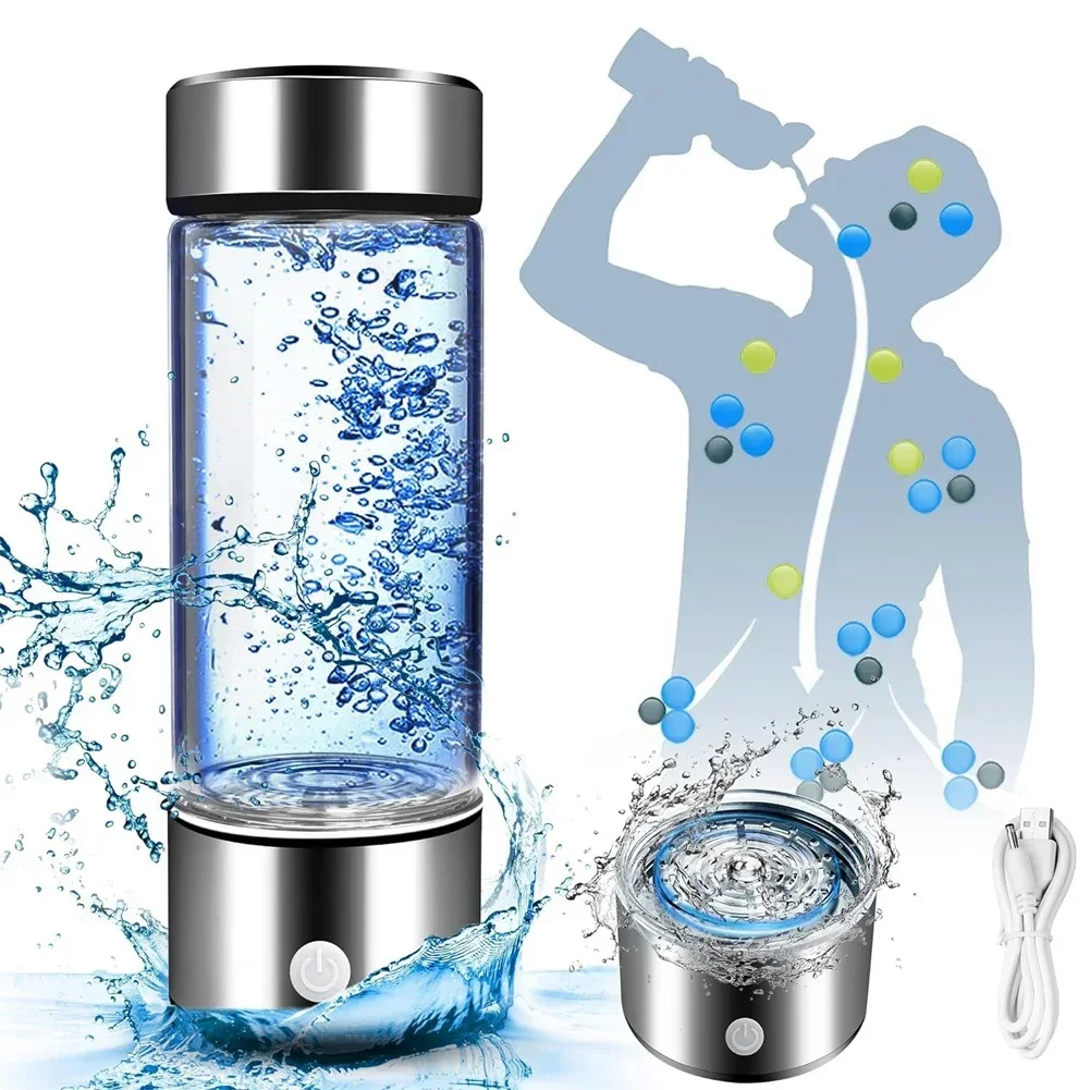 420ml Hydrogen-Rich Water Cup Portable Hydrogenated Water Bottle Alkaline Maker Rechargeable Antioxidan Hydrogen Water Generator