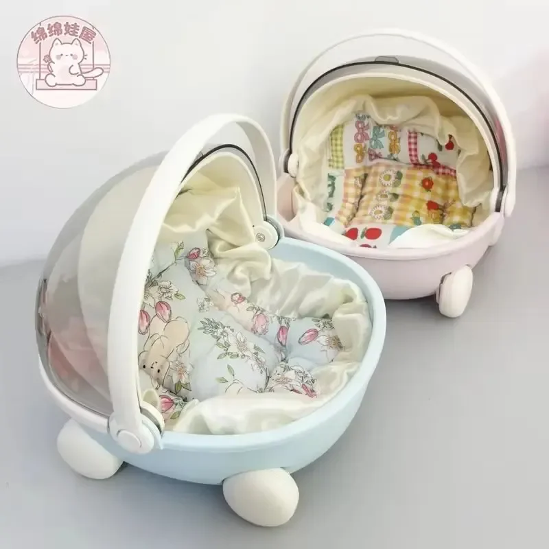 Labubu Baby Stroller Storage Box Mokoko Doll Decor Space Module Sleep Cradle Cart Dolls Bed Furniture Accessories For Playsets image 3