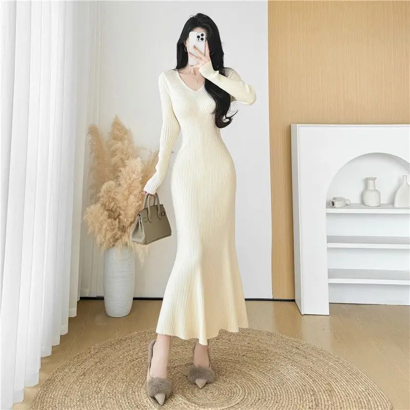 여성용 레귤러 파티 크로셰 드레스, 허리 조임 플레인 디자인, 세일, 클리어런스, 빈티지 Y2K 트렌디 여성 니트 드레스