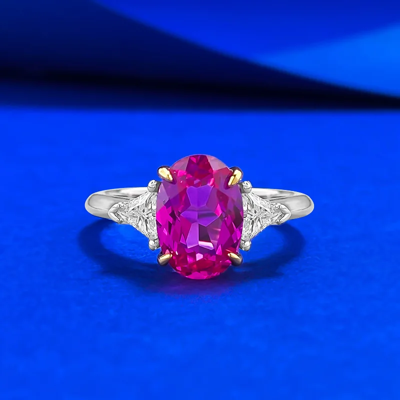 

Luxury Sparkling 7x10mm Lab Grown Diamond Women Ring - Bridal Wedding Engagement Party 925 Sterling Silver Jewelry Gift