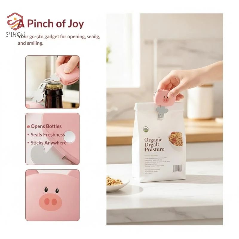 Cute Pig Shaped Bottle Opener Stainless Steel Head Labor Saving For Home Kitchen Bar Party Gatherings