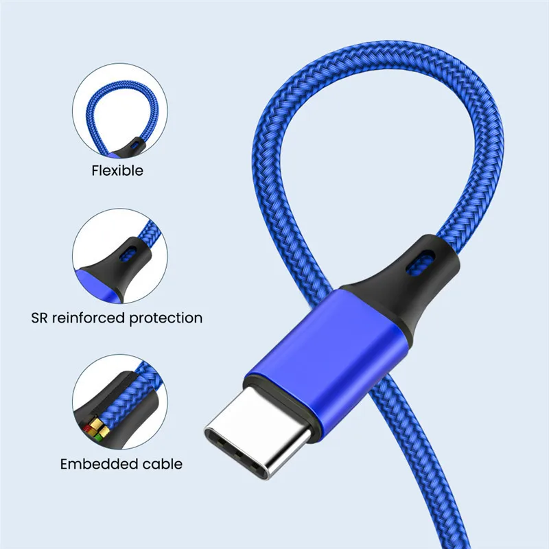 4 In 1 USB Cable For iPhone 3 In 1 USB A To Micro USB/Type C/8 Pin Charger Kable 3A Fast Charging Cabl For Huawei Samsung Xiaomi