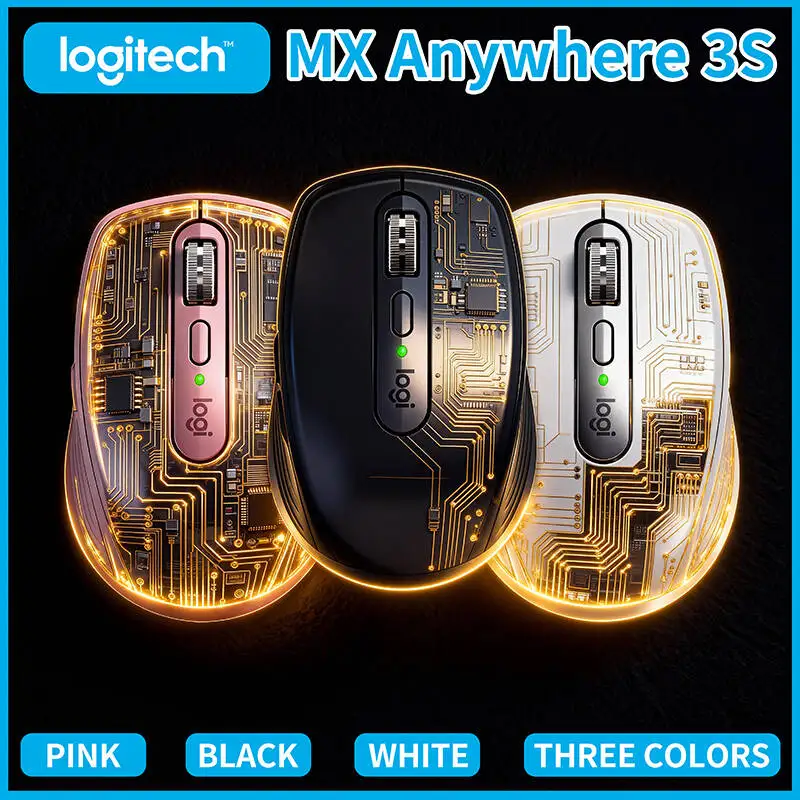 

Эргономичная беспроводная мышь Logitech MX Anywhere 3S, удобное прикосновение, тихая работа, точное прокрутки, Bluetooth и приемник