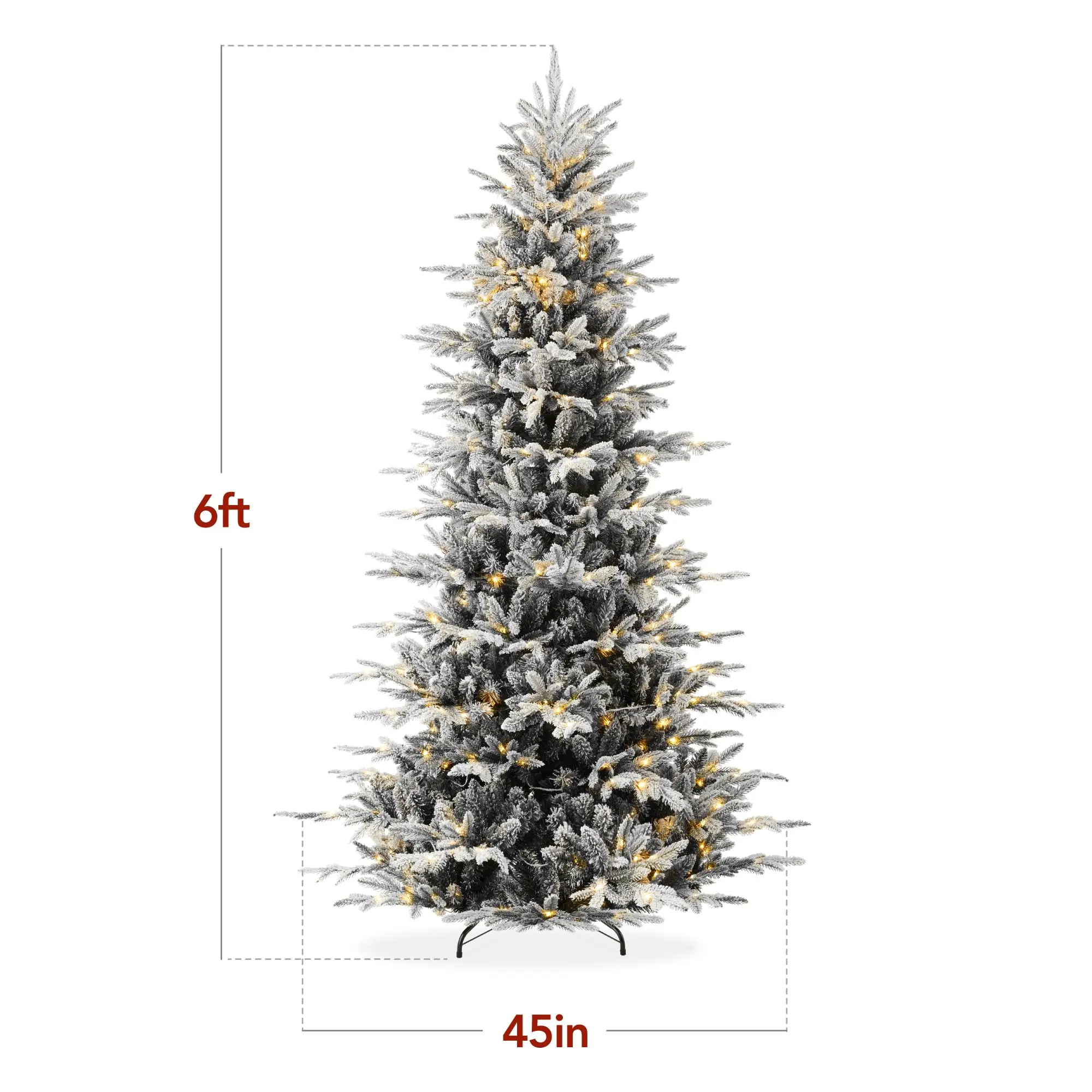 Lighted Aspen Christmas Tree, 6ft Flocked Artifical Noble Fir, Pre-Lit White & Multicolored LED Lights Premium Holiday