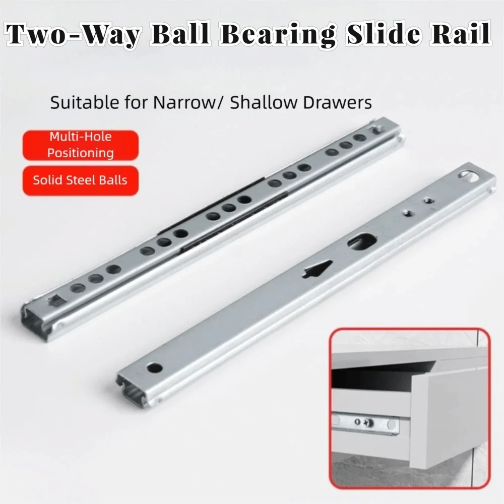 2PCS Smooth Glide Bearing Drawer Slides Two Way Slide Hardware Accessories Drawer Glides 8