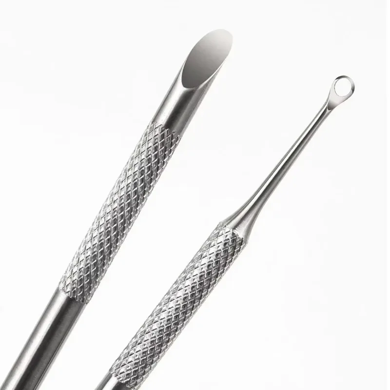Double-ended Stainless Steel Cuticle Pusher, Round Beveled Head Anti-Slip Manicure Stick, Dead Skin & Nail Cleaner for Nail Care