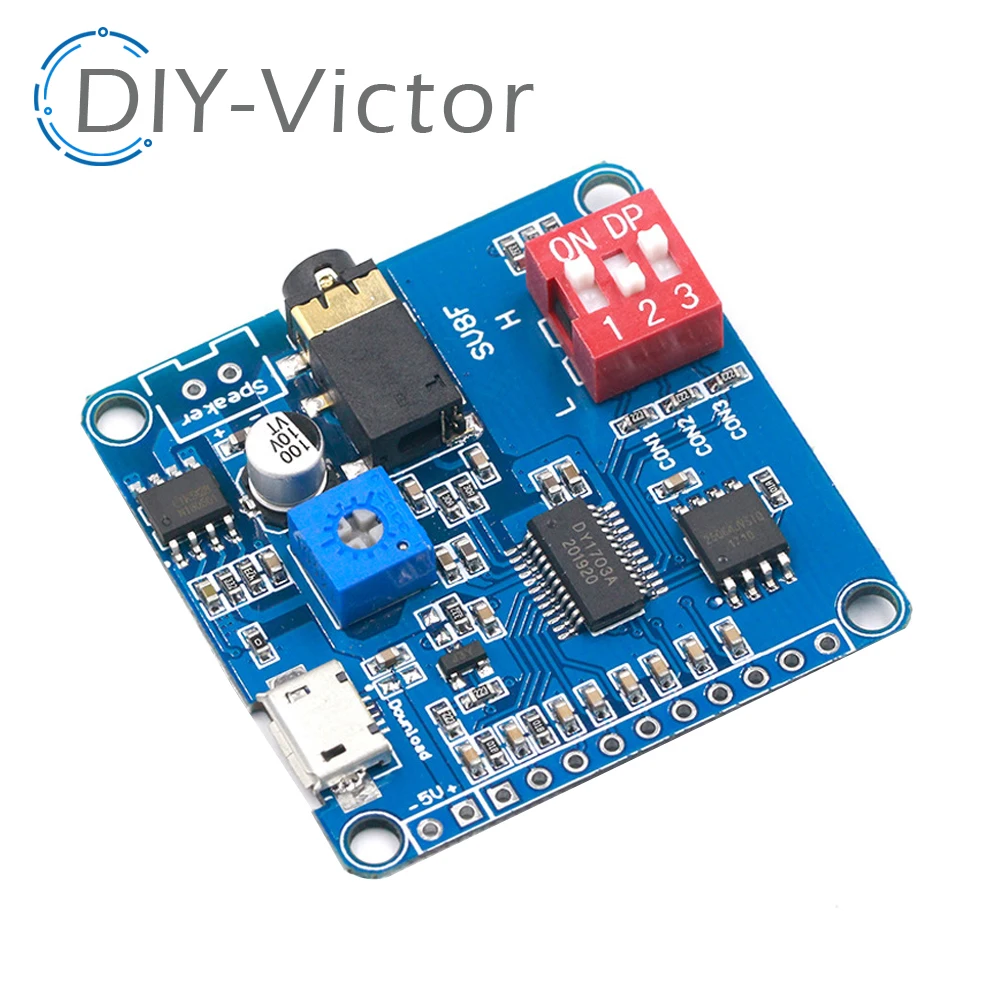 Voice Sound Playback Module Arduino MP3 Player Module UART I/O Trigger Class D Amplifier Board 5W 8M Storage DY-SV8F SD/TF Card