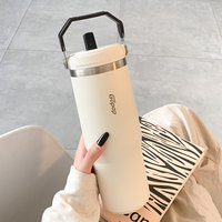 900ML Vacuum Insulated Water Bottle for Coffee/Tea ,Double Wall Stainless Steel Thermos Bottle  with Straw/Handle Tumbler