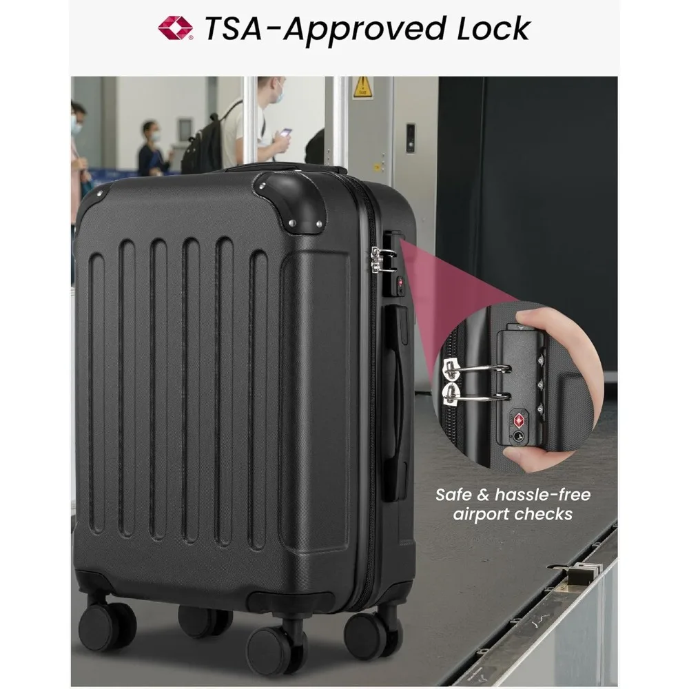 

22x14x9 hand luggage, hard suitcase with wheels, handbag, white brown