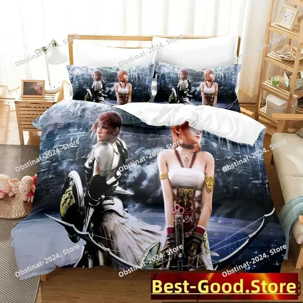 Top Anime Game FINAL FANTASY XIII-2 Bedding Set Printed single Comforter Quilt Duvet Cover Pillow Case 3 Pieces Kids Adult Size