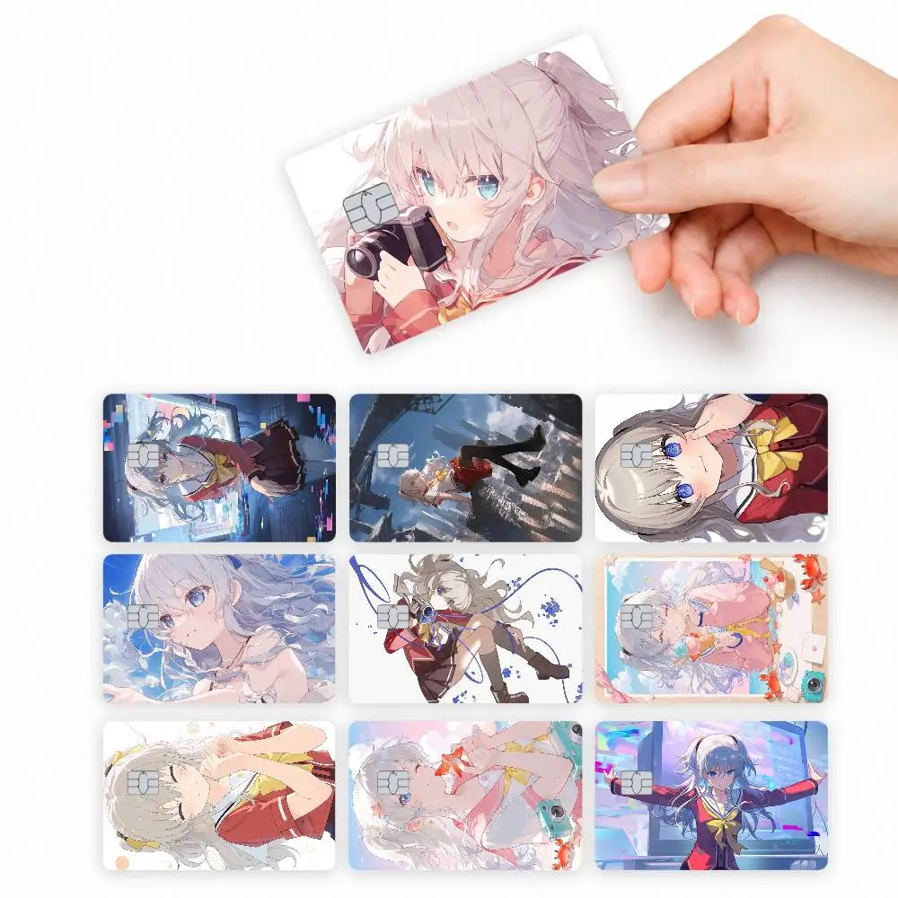 Anime N-Nao T-Tomori  4pcs Credit Card Skin Stickers Suitable for Bank Debit Subway Bus Transit Pass Decorative Cover