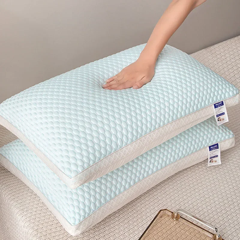 Summer Cooling Ice Bean Neck Pillow 1Pc Solid Rebound Massage Pillow for Bedroom Dormitory Rectangular Fluffy Backrest Cushion