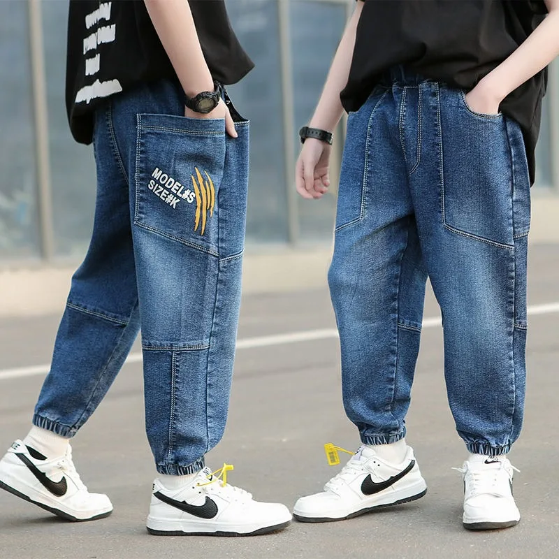 Spring Autumn Kids Pants for Boys, Trendy Oversized Denim Pants for Boys 2025 Loose Fit Toddler Boys' Jeans