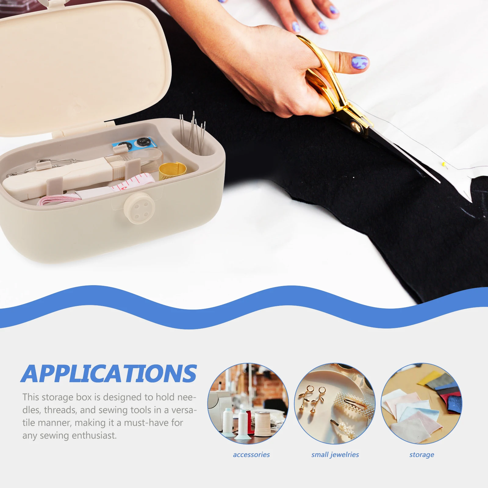 

Sewing Storage Box Embroidery Organizer Thread Holder Kit Small Needle Household White Gray Portable Supplies Storage Solution