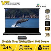 Electric Floor Rising ALR UST Projection Screen Black Grid Tab Tension 150 Ambient Light Rejecting for UST/Laser Projector 3D 8K