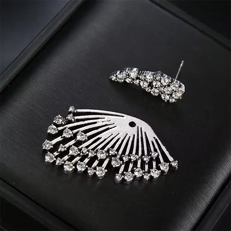 Statement Crystal Stud Earrings For Woman Punk Rock Boucle D\'oreille Vintage Jewelry Dazzling Cubic Zirconia Brincos
