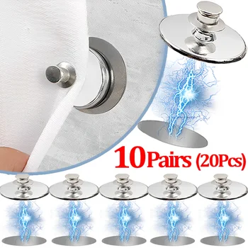 1/10 זוגות קליפסים מגנטיים לווילון ללא מסמרים ניתן להפריד סגירת וילון מגנט כפתורי התאמה לווילון אביזרים