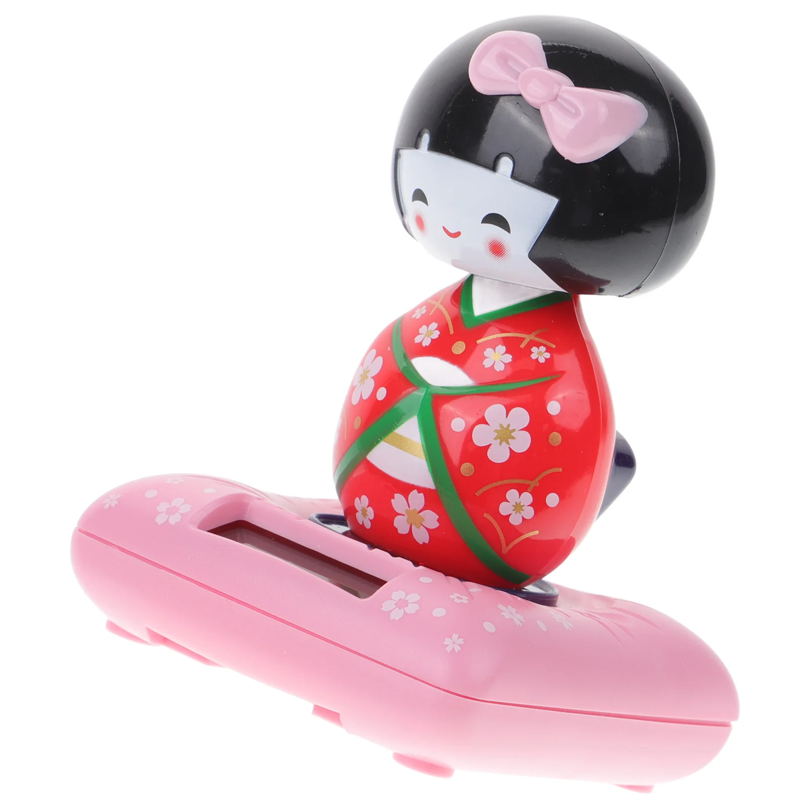 

Japanese Maiko Solar Powered Nodding Red Kimono Design Car Interior Decor Home Office Desktop Ornament Gift For