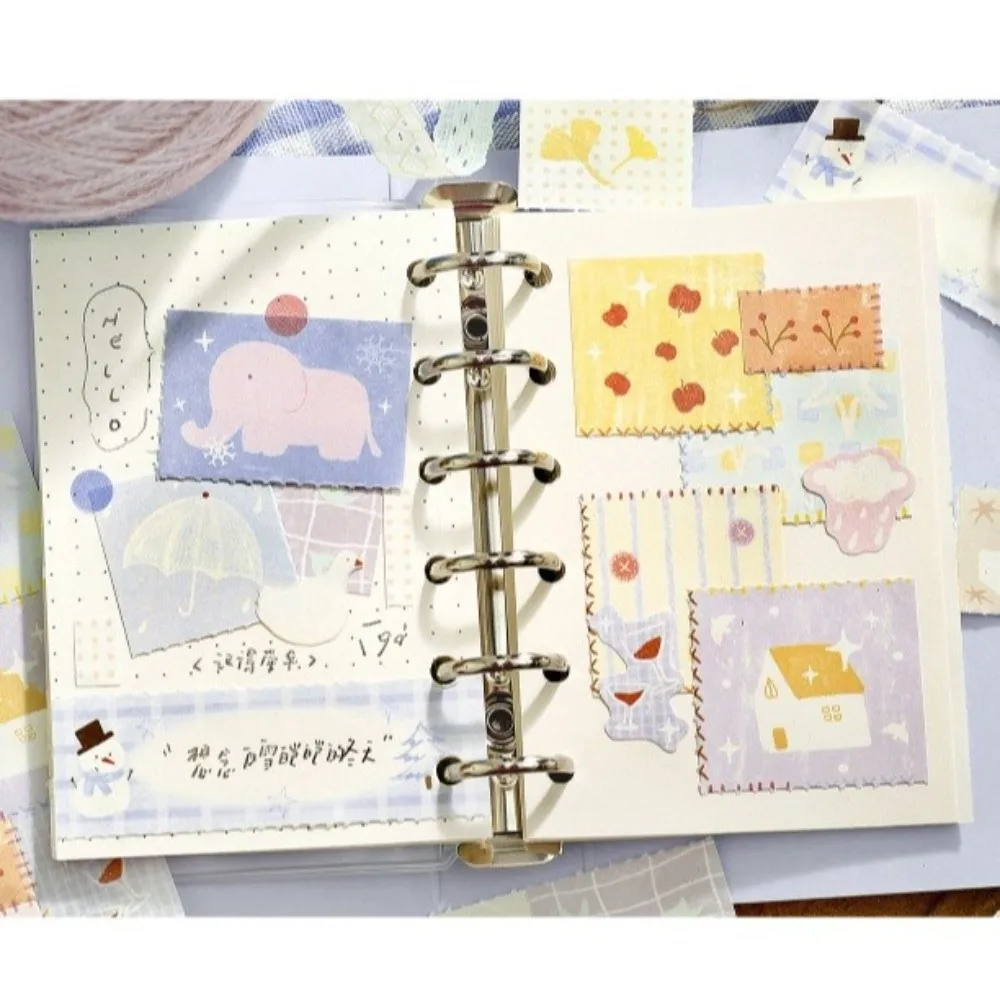 Cute Cartoon Pattern Patchwork Note Easy-tear DIY Material Message Notes Pads Patchwork Style Stationery Notepads For Journaling