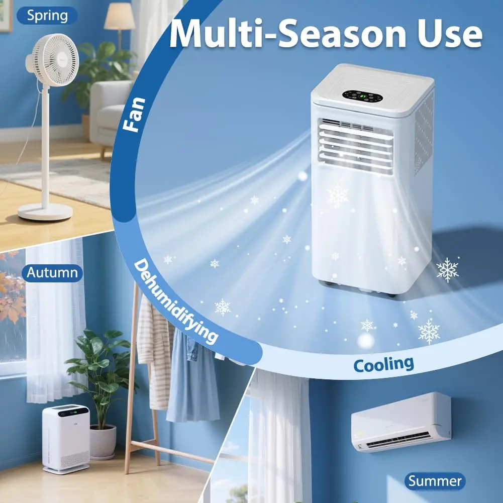 

10000 BTU Portable Air Conditioner Cools 450 Sq.Ft, Portable AC Unit with 4 Modes, Remote Control, Window Installation Kit