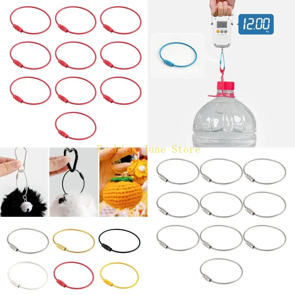 

N5KA Pack of 10 50mm Metal Rings Colorful Screw Lock Keychains for Jewelry Making DIY Accessories