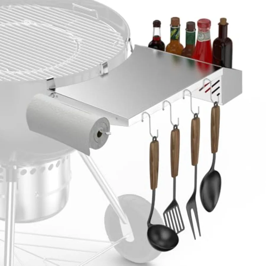 

Charkettle Stainless Steel Kettle Grill Side Table BBQ Accessories Grill Table Shelf Compatible with Weber 22 Inches Master Tou