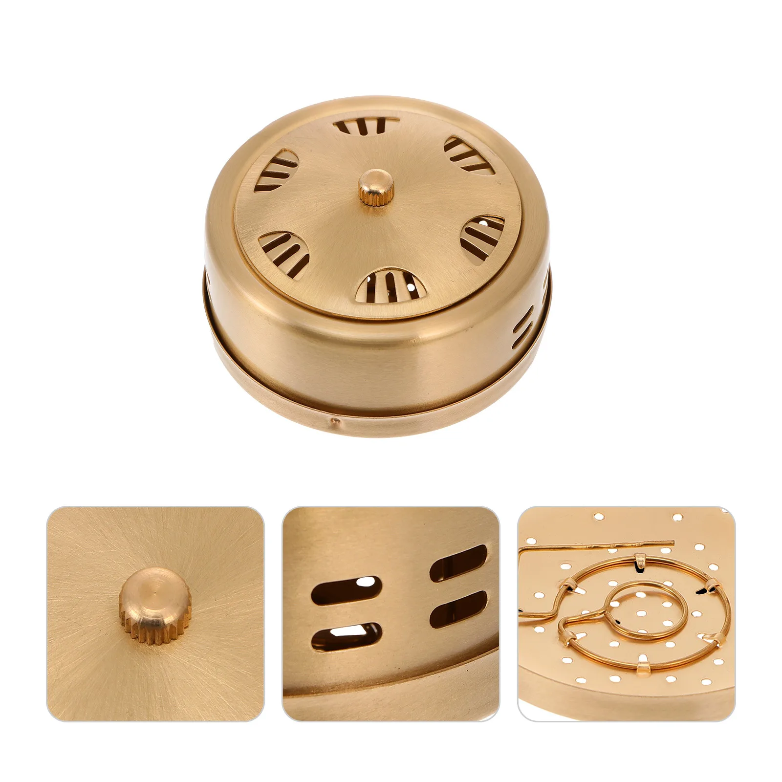 1 قطعة صندوق الكى المحمول الذهبي النحاس سميكة تصميم مكافحة تحرق Moxa الموقد الحال بالنسبة للمنزل تدليك العلاج أداة الصحة