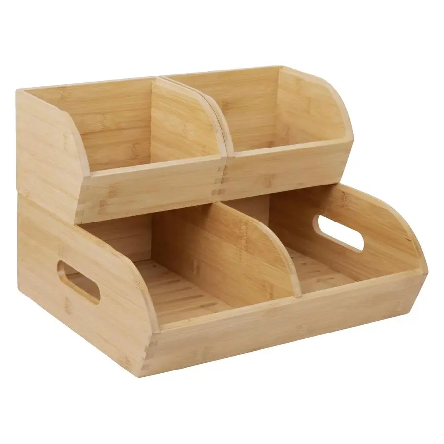 

and Onion Storage Bin for Pantry and Kitchen Counter Ventilated Stackable Bamboo Organizer Baskets with Handles Multipurpose Org