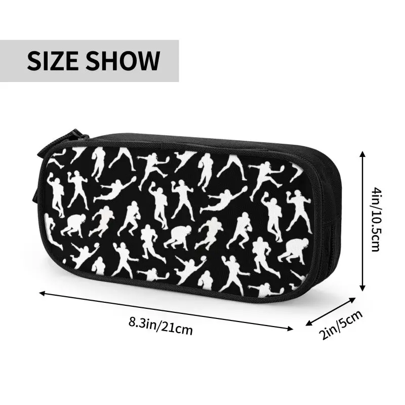 Football Players On Black Pencil Case for Girls Boys Large Storage Soccer Ball Lover Pen Bag Box School Accessories