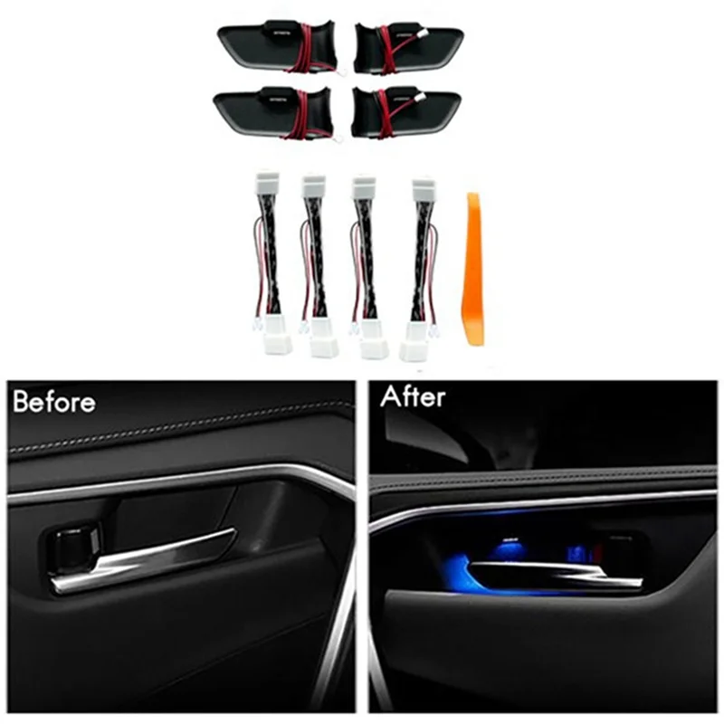 LICE-12X Toyota Corolla 2020 2021 도어 보울 팔걸이 분위기 라이트 인테리어 LED 블루 도어 보울 핸들 프레임 라이트
