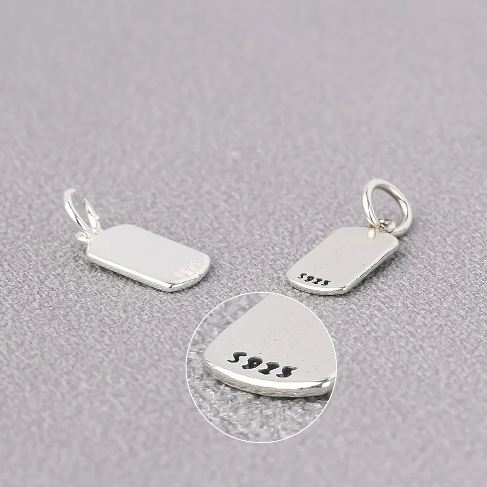 100% Real Sterling 925 Silver Accaccessories Nothing Card Charm Pendant For Bracelets Necklaces Key Diy Material S0988
