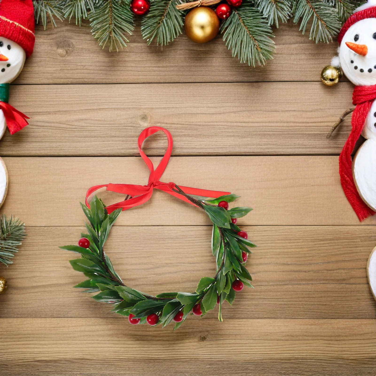Corona de imitación con bayas, decoración navideña hecha a mano para puerta, colgante de pared para vacaciones, accesorio para tocado de novia y dama de honor