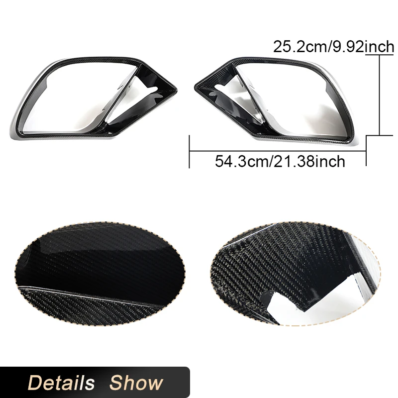 ألياف الكربون سيارة الضباب ضوء تنفيس الهواء الزخارف لمرسيدس بنز AMG GT43 GT50 GT53 هاتشباك 2019-2022 المصد الأمامي غطاء مصباح الضباب #5