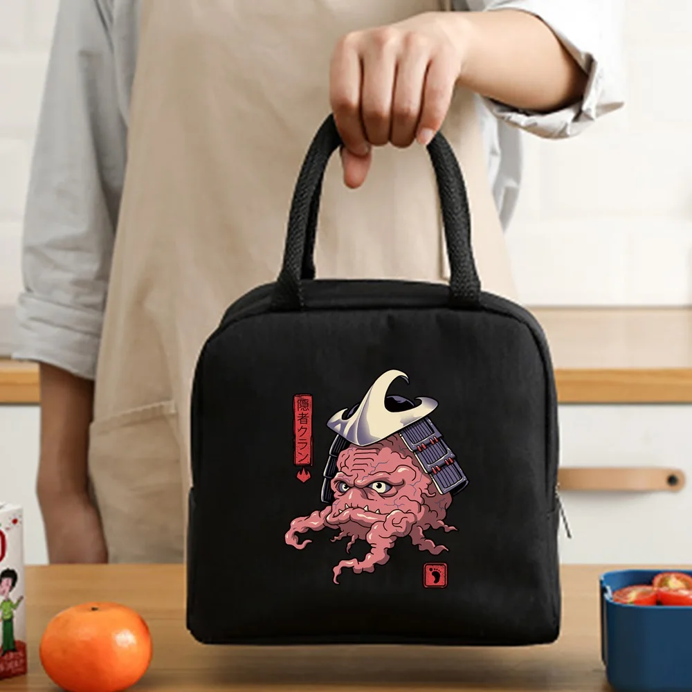 Insulated Lunch Bag Zipper Cooler Tote Thermal Bag Lunch Box Canvas Food Picnic Lunch Bags for Work Handbag Cute Monster Pattern