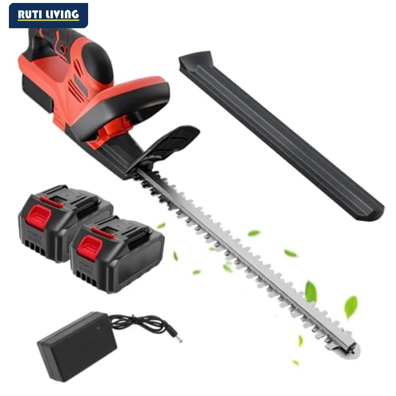 24V Electric Shrub Trimmer Cordless Hedge Trimmer 24000 RPM Electric Double Blades Garden Tools with 21V 3.0Ah Battery & Charge