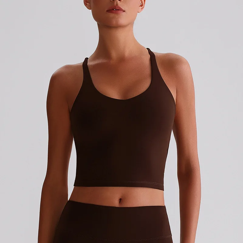 Sexy Cross Back Sports Bra Women Tight Butter Soft Yoga Vest Gym Workout Top with Chest Pad Elastic Fitness Underwear