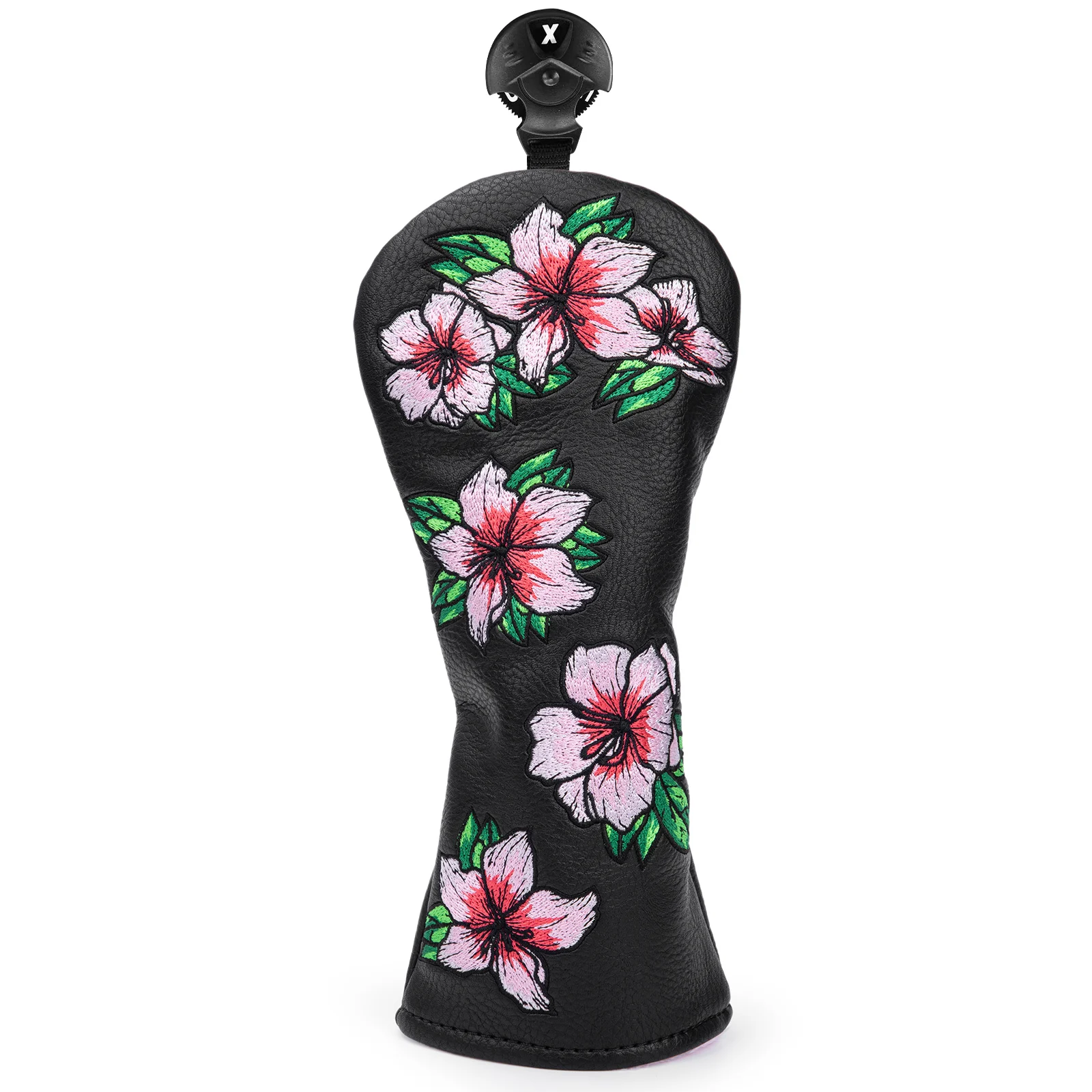 Чехлы для гольф-клюшек Spring Flower Golfer Gift, черные, из премиальной кожи, для драйверов, фервейных вудов, гибридов, 3-х деревянных клюшек G
