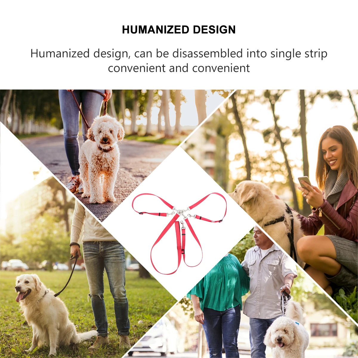 

Adjustable Triple Coupler Pet Durable Long Lead For Dog Training Red Comfortable Release Washable Long Leash