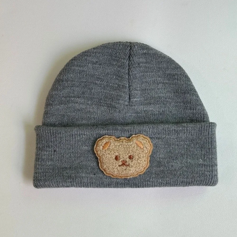 

Милая корейская шапка для новорожденных с мультяшным медведем, мягкая вязаная шапка для защиты ушей, зимняя теплая шапка для малышей, зимняя теплая шапка для мальчиков и девочек