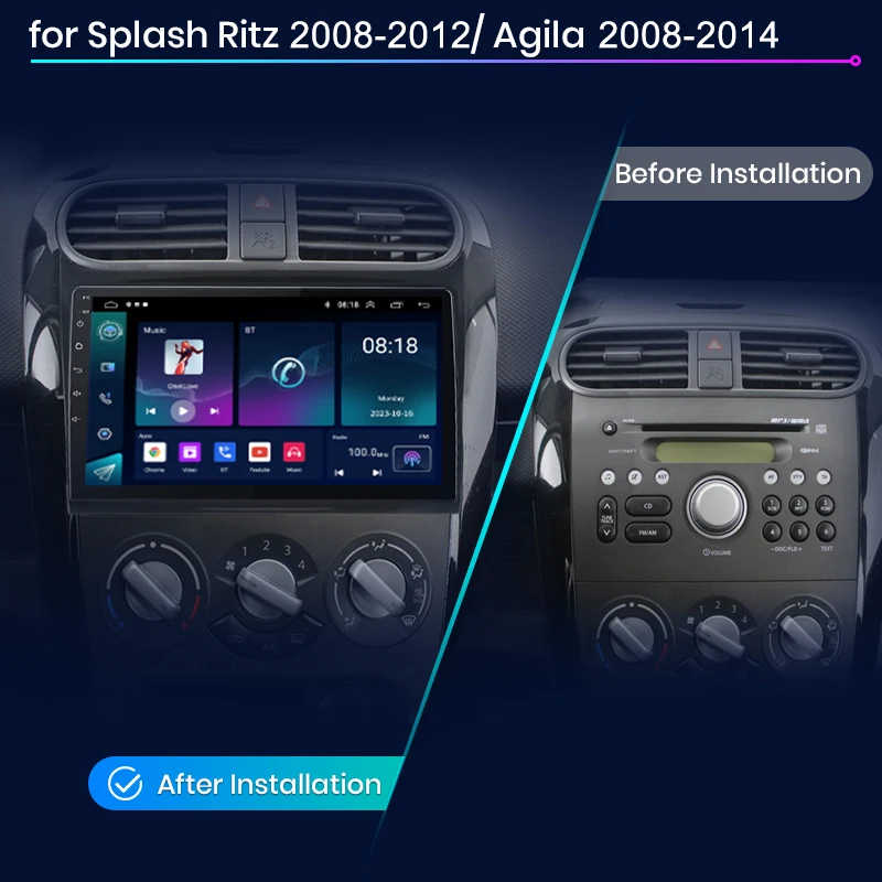 Android13 Car Radio Stereo For Opel Agila 2008-2014/Suzuki Splash Ritz 2008-2012  Carplay Multimedia Video Player GPS Navigation