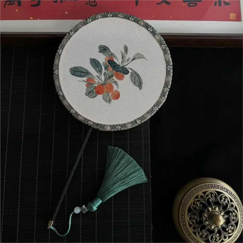 Printed Handheld Fan Round Fan Ancient Style Dance Fan Chinese Style Hanfu Qipao Suzhou Dance Runway Round Decoration Fan ZF770