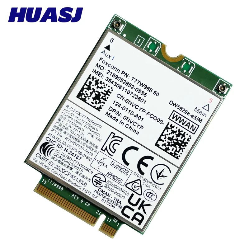 Imagem -03 - Módulo do Portátil 4g para Dell T77w968.50 Dw5829e-esim Dw5829e X20 Lte Cat9 450mbps Fdd-lte Tdd-lte Dell 7320 7330 7520 7530 7430