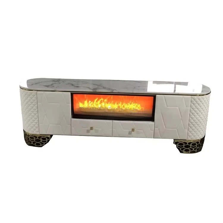 

&#Italian Luxury Modern Slate TV Stand with Stainless Steel Legs Living Room Furniture Wood Panel Home Furniture