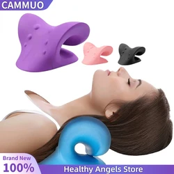 Almohada de masaje para aliviar el dolor de la columna Cervical, dispositivo de tracción quiropráctica, relajante para cuello y hombros