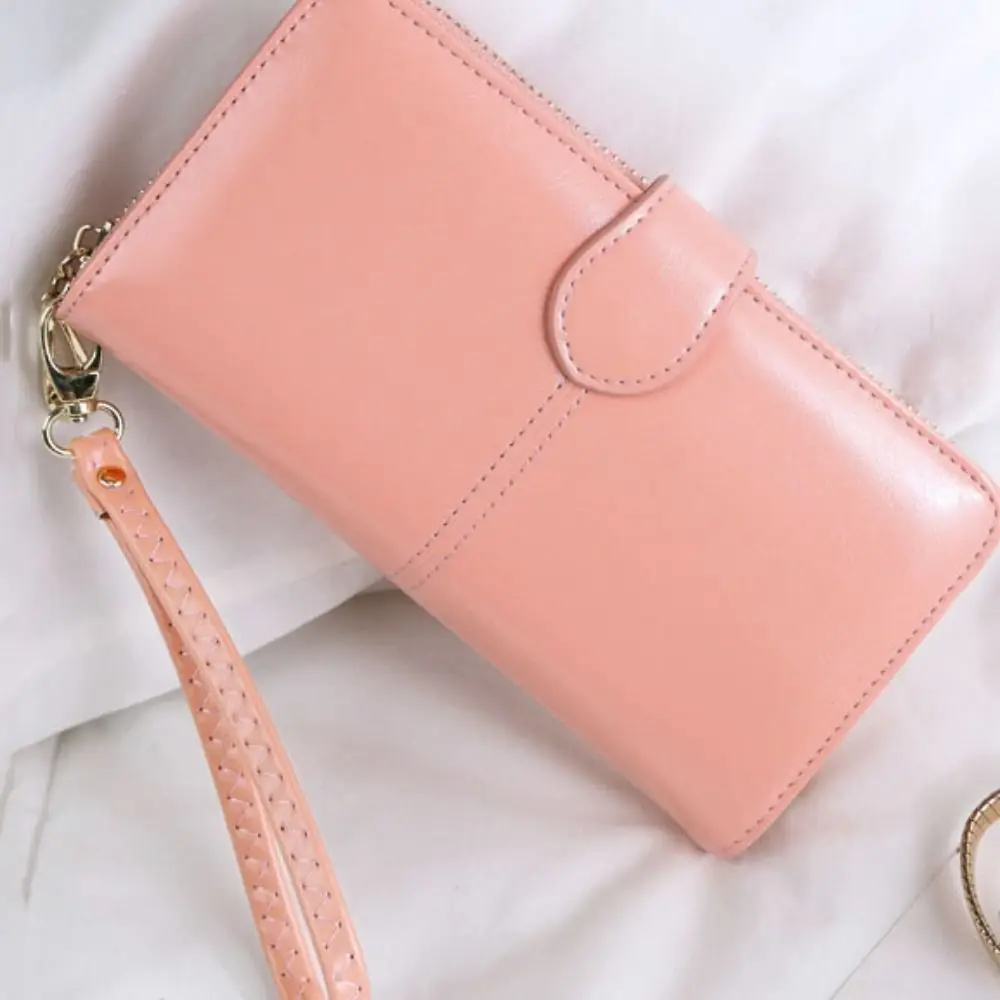 Retro Purse PU Leather Long Wallet Zipper Multifunctional Two Fold Wallet Large Capacity Foldable Women Card Holder Women