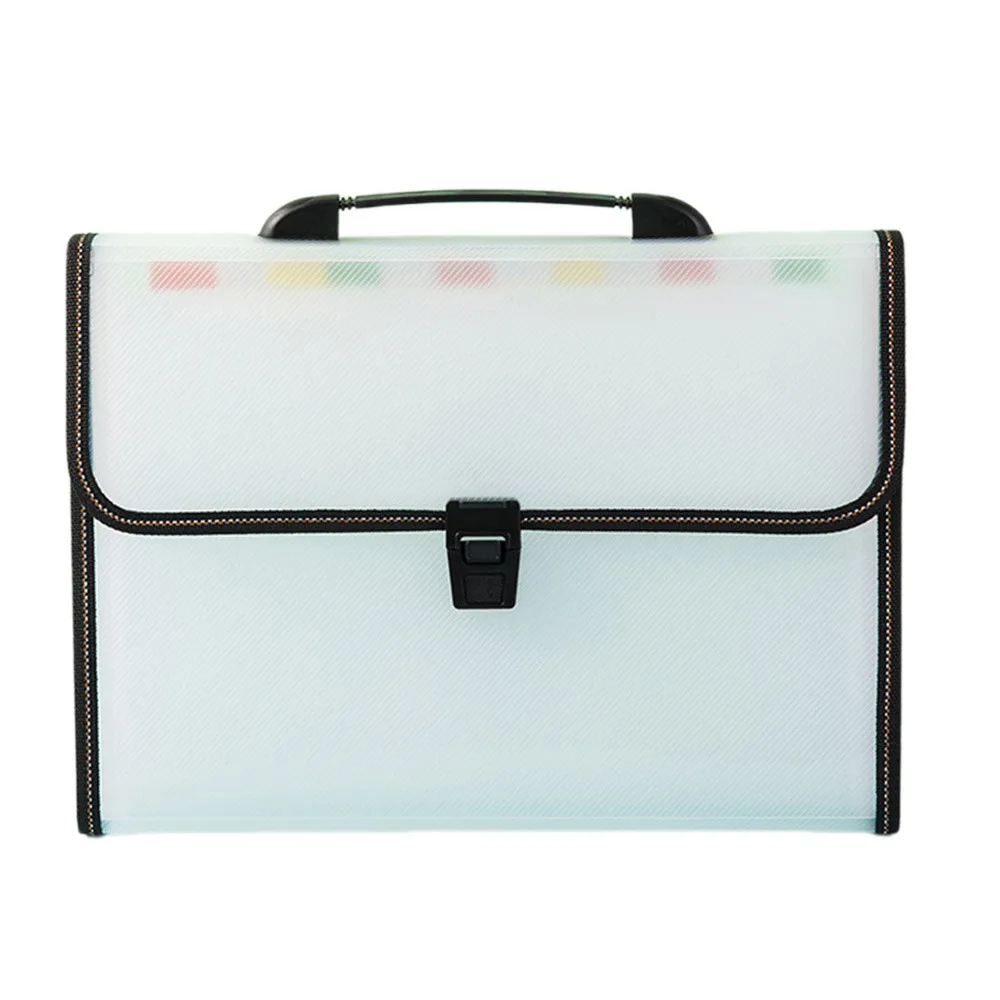 

Durable Plastics Paper File Organizer Large Capacity A4 FC Size Briefcase With Handle Document Bag Data Contract Bill Storage