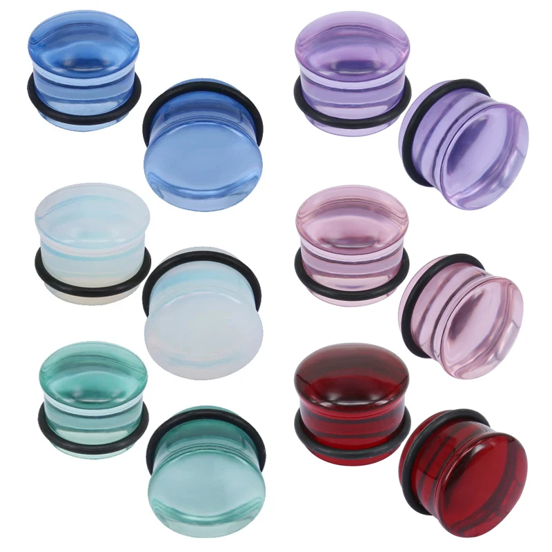 ZS Class Ear Plugs Tunnel Piercing Body Jewelry 2pcs Ear Expander Gauges Flesh Tunnel 5-16MM Stretchers Double Flared Purple Men