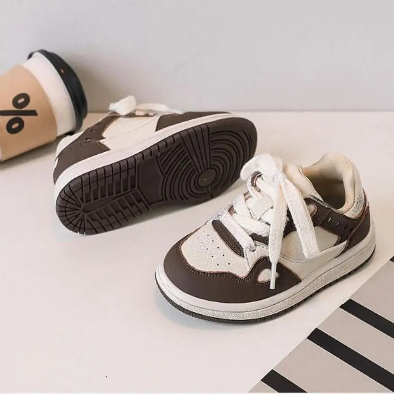 

Autumn New Girl's Genuine Leather Rubbing Vintage Board Shoes Boys' Fashion Soft soled Casual Shoes Children's Little White Shoe