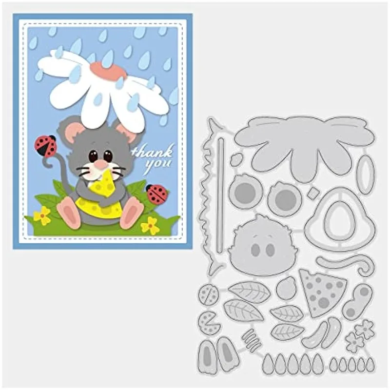 Regentropfen Maus Metall Schneid stempel, Blumen Regentropfen Gras Marienkäfer Stanzen Präge Schablone für Karte