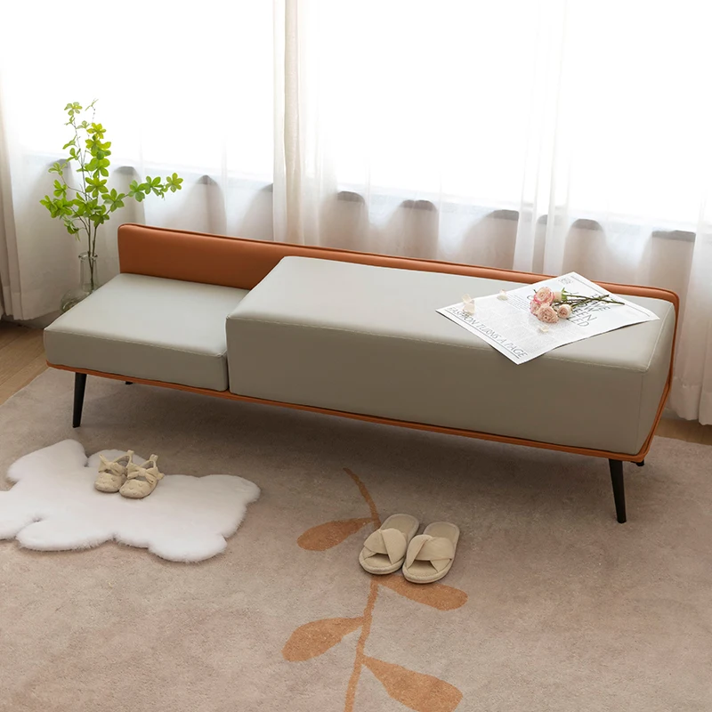 

New light luxury shoe changing stool home door entry high-end leather bedside stool bedroom cloakroom long sofa stool